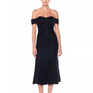 NTW Shoshanna Navy Velvet Trumpet Dress